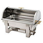Winco C-5080 Dallas Chafer 8 qt, Full Size, Stainless Steel w/ Gold Accents, Roll Top