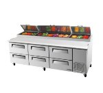 Turbo Air TPR-93SD-D6 3-Section Deluxe Pizza Prep Table w/ 12-Pans, 31-cu ft, 6 Drawers