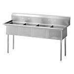 Turbo Air TSA-4-N Sink, (4) 18 x 18 x 11-in Deep w/ 11-in Splash, Stainless