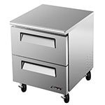 Turbo Air TUF-28SD-D2 1-Section Undercounter Freezer w/ 2-Drawers, 7-cu ft, Rear Mount