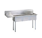 Turbo Air TSA-3-12-L1 Sink, (3) 18 x 18 x 12-in Deep w/ 18-in L Drainboard, Stainless