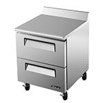 Turbo Air TWR-28SD-D2 1-Section Worktop Refrigerator w/ 2-Drawers, 7-cu ft, Rear Mount