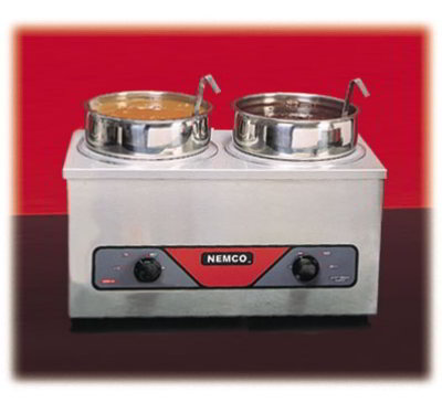 Nemco 6120A-CW-ICL 4-qt Twin Well Countertop Cooker Warmer, Cover, Insert, & Ladle