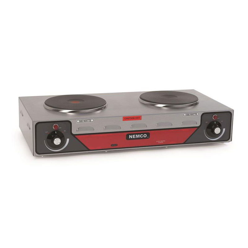 Nemco 6310-2-240 Hot Plate, Double Burner, Brushed S/S, Cast Iron Alloy Burners, 240 V