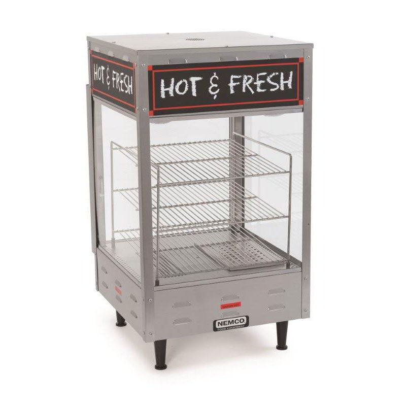 Nemco 6455 3-Shelf Heated Display Case w/ 19-in Square Shelves, 120 V