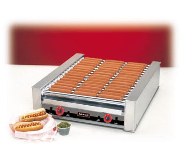 Nemco 8045SN-220 Roll-A-Grill Hot Dog Grill, Silverstone Rollers, 45 Dogs, 220V