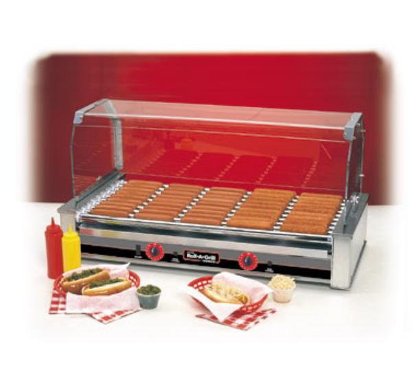 Nemco 8045SW-220 Roll-A-Grill Wide Hot Dog Grill, Silverstone Rollers, 45 Dogs, 220V