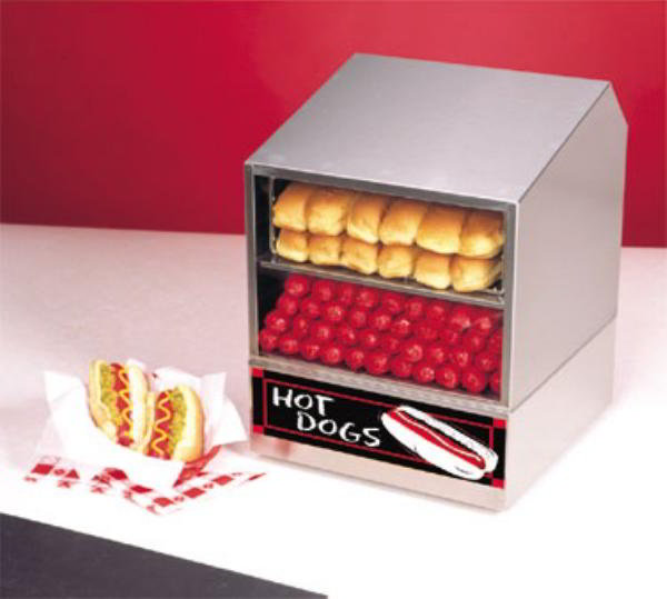 Nemco 8300-220 Roll-A-Grill Hot Dog Steamer w/ Bun Warmer, 220 V