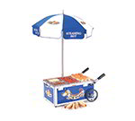 Nemco 6550-DW CounterTop Mini Hot Dog Steamer Cart w/ Umbrella, Blue, Stainless
