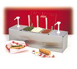 Nemco 88100-CB-3 Condiment Station w/ Pumps, (2)3-qt Pans, (1)0.6-qt Pan & 25.75x8-in, Stainless