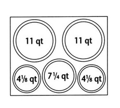 Nemco 66806 Adapter Plate w/ (2)11-qt, (1)7.25-qt & (2)4.13-qt Inset Holes For Model 6062A