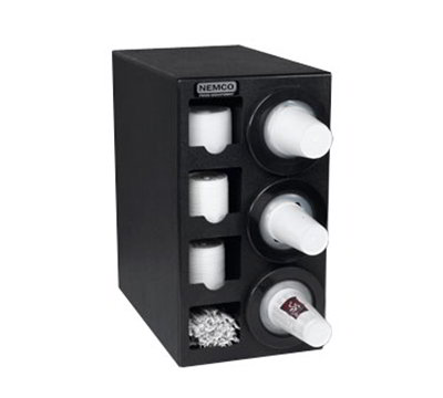 Nemco 88400-CDH Countertop Cup Dispenser w/ 3-Tubes, 2-Lid Dispenser, Straw Compartments, Plastic