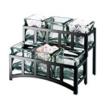 Cal-Mil 172313 2-Tier Countertop Condiment Caddy Organizer w/ 6-Jars & 14x9x7-in, Black