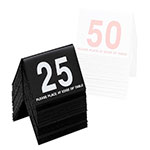 Cal-Mil 234-1-13 Table Tent Set, Numbers 26 Through 50 Black w/ White Numbers