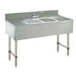 Supreme Metal CRB42C 48-in Underbar Work Board Sink Unit w/ 2-Compartments, 2-Drainboards