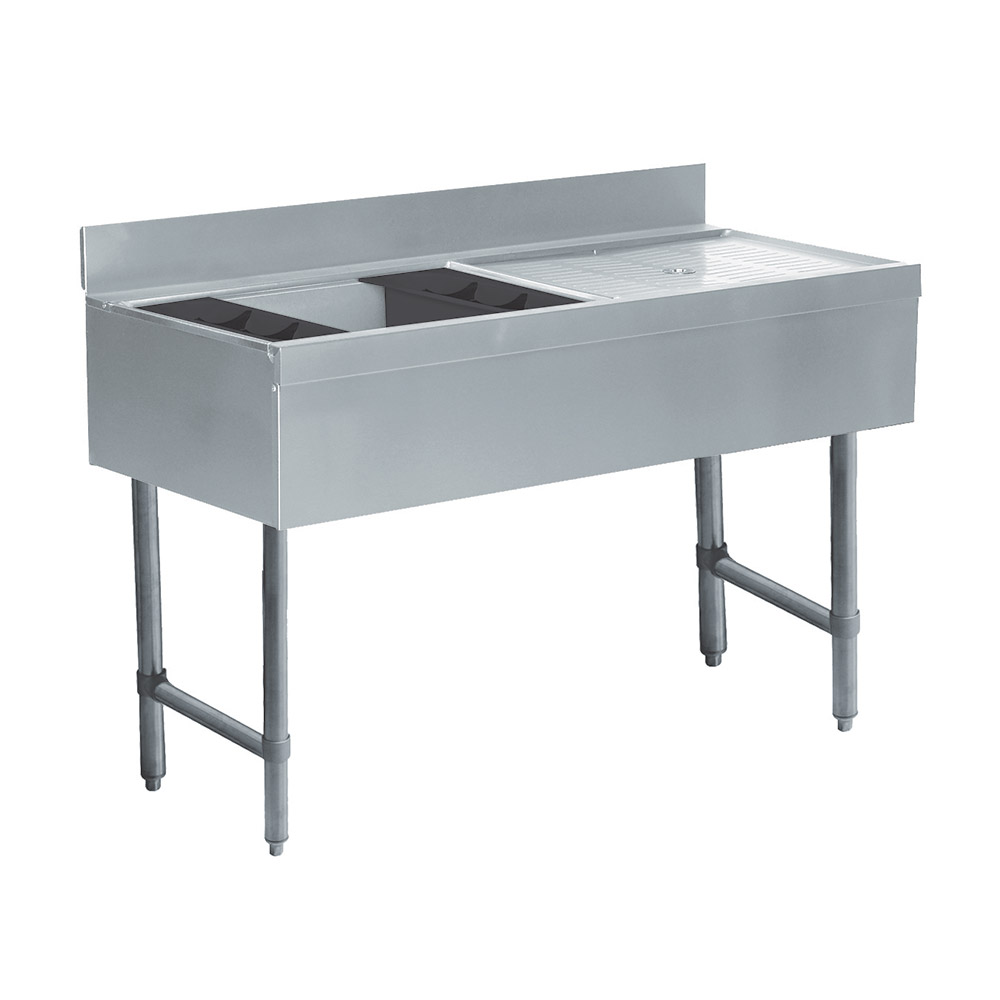 Supreme Metal CRW4L 47-in Ice Bin Cocktail Station w/ Right Drainboard, 75-lb Ice Capacity