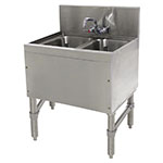 Supreme Metal PRB1922C 2-Compartment Bar Sink w/ Open Base & Splash Mount Faucet