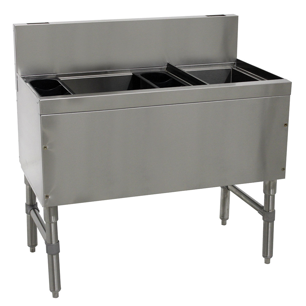 Supreme Metal PRC-24-48L-10 48-in Ice Chest w/ Right Storage Rack, 108/32-lb Ice, Stainless