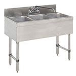 Supreme Metal SLB33C 3-Compartment Underbar Work Board Sink w/ Back Splash Mount Faucet
