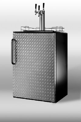 Summit Refrigeration SBC490BIDPLTRIPLE Built In Beer Dispenser w/ Diamond Plated Door & 3-Taps