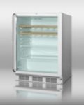 Summit Refrigeration SCR600LCSSRC Beverage Merchandiser, Wood & Glass Shelves, White/Stainless, 5.5-cu ft