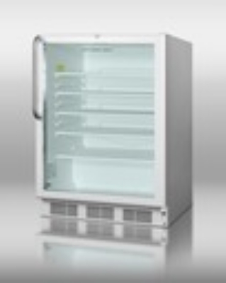 Summit Refrigeration SCR600LOS Beverage Merchandiser w/ Lock & Wooden Shelves, White, 5.5-cu ft