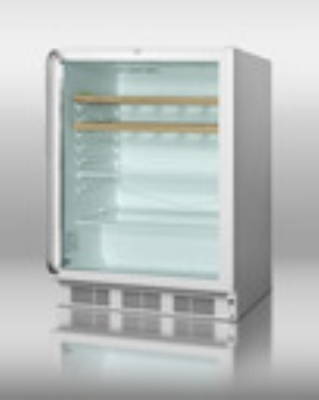 Summit Refrigeration SCR600LOSRC Beverage Merchandiser, Lock, Wood & Glass Shelves, White, 5.5-cu ft