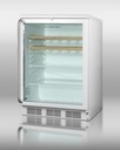 Summit Refrigeration SCR600LSHWO Beverage Merchandiser, Lock, Stainless Handle, Wood Shelves, White, 5.5-cu ft