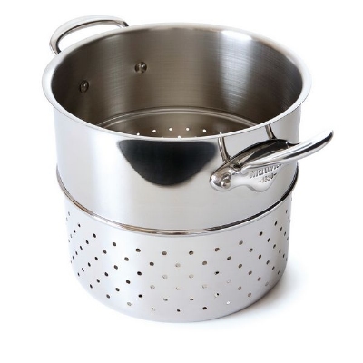 Mauviel 5222.24 9.45-in M'cook Pasta Insert, Cast Stainless Steel Handles