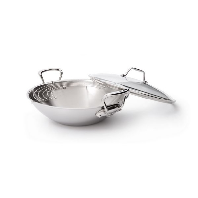 Mauviel 5225.32 12.6-in M'cook Wok, Cast Stainless Steel Handles
