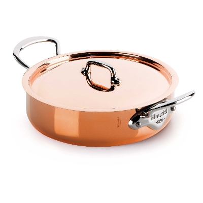 Mauviel 6130.25 9.5-in Copper & Stainless Rondeau w/ Lid & 3.2-qt Capacity
