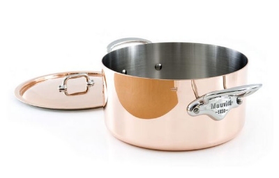 Mauviel 613125 M'heritage Copper & Stainless Steel Stew Pan & Lid, 9.45-in