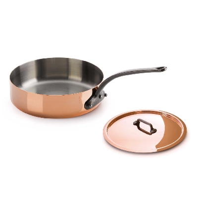 Mauviel 6411.29 11-in Copper & Stainless Saute Pan w/ Lid & Cast Iron Handle