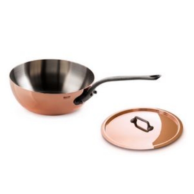 Mauviel 6412.17 6.3-in Curved Splayed Saute Pan w/ Cast Iron Handle, 0.9-qt