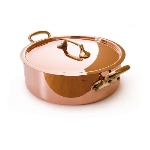 Mauviel 6506.24 9.45-in M'heritage Rondeau, With Lid, Bronze Handles