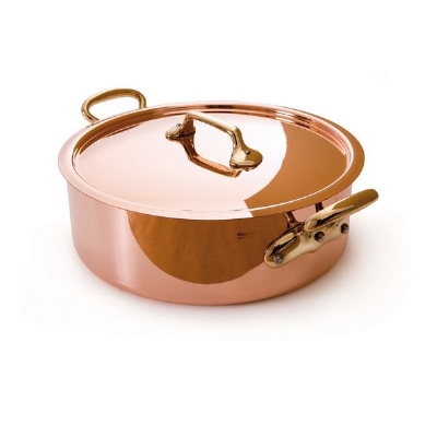 Mauviel 6506.28 11.02-in M'heritage Rondeau, With Lid, Bronze Handles