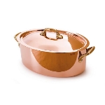 Mauviel 6521.30 11.81-in M'heritage Oval Cocotte, With Lid, Bronze Handles