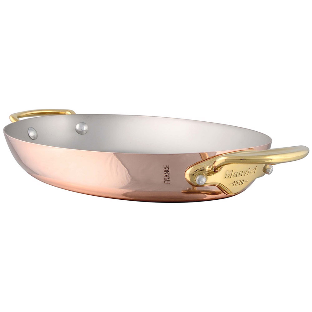 Mauviel 6524.45 17.72-in M'heritage Oval Roasting Pan, Bronze Handle