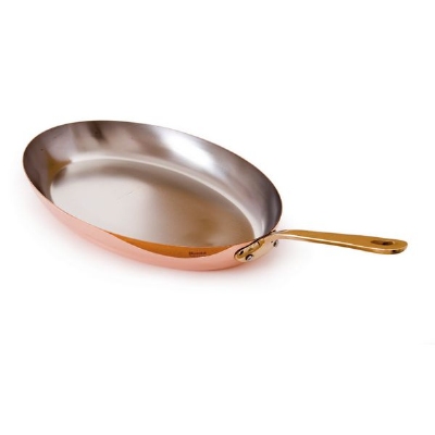 Mauviel 6525.35 M'heritage Oval Frying Pan, 13.78 x 9.06-in, Bronze Handle