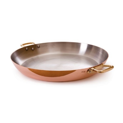Mauviel 6537.40 15.75-in M'heritage Paella Pan, Bronze Handle