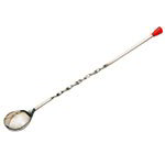 American Metalcraft 510K 10 in Stainless Steel Bar Spoon, Red Knob, Twisted Shanks