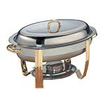 American Metalcraft ALLEGOV20 Allegro Chafer, 6 Qt., Oval, Complete Unit, Stainless w/ Gold Accents