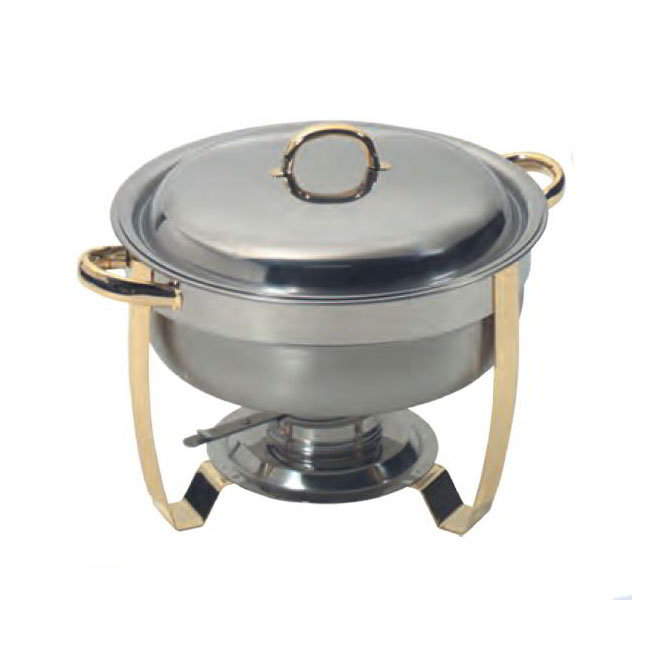 American Metalcraft ALLEGR50 Round Chafer, 5-1/4-qt, Stainless w/ Gold Accents