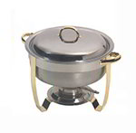 American Metalcraft ALLEGR50 Round Chafer w/ 5.25-qt Capacity, Mirror Finish, Gold/Stainless