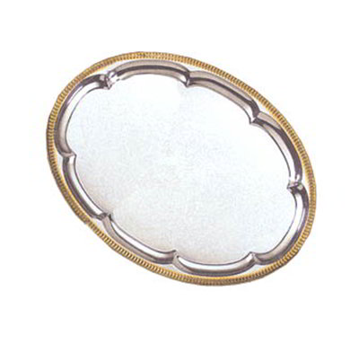 Oval Serving Tray, 18x13-in, Chrome/Gold