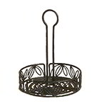 American Metalcraft LDCC16 6.25-in Condiment Rack w/ Center Handle & Leaf Design, Wrought Iron/Black