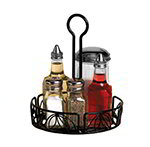 American Metalcraft LDCC17 7.5-in Condiment Rack w/ Center Handle & Leaf Design, Wrought Iron/Black