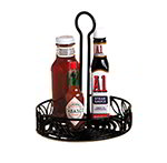 American Metalcraft LDCC18 7.75-in Condiment Rack w/ Center Handle & Leaf Design, Wrought Iron/Black