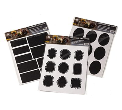 American Metalcraft CSM18 Chalk Sticker Labels - Multi-Shaped, Black Vinyl