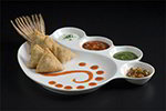 American Metalcraft CSP4 12.5-in Impression Plate w/ 4-Compartment Sauce Cup, Porcelain